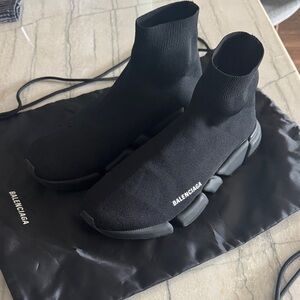 Balenciaga Men's Black Knit Sneakers
